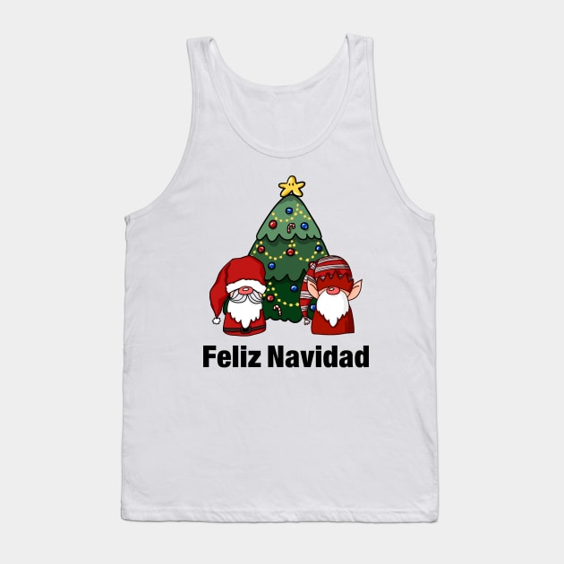 Feliz Navidad with Santa and his elf! Tank Top by White.t.tales